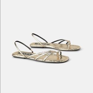 NWT • ZARA SANDALS • GOLD SNAKE ANIMAL PRINT • 3629/081/091